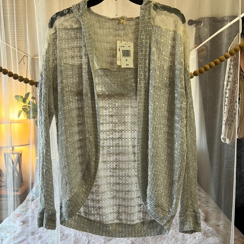 Lightweight sheer hooded sweater